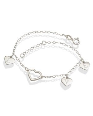 Pulseira AG c/ Coracao Vazado e Coracao Letras LOVE - G3 - 10mm x 200mm - 2.64gr