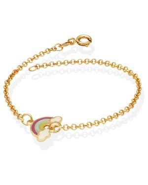 Pulseira Elo Portugues c/ Arco-Iris c/ Nuvens  - CE - 13mm x 160mm - 1.88gr