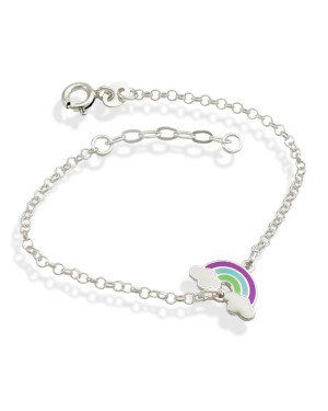 Pulseira AG Elo Portugues c/ Arco-Iris c/ Nuvens  - G3 - 13mm x 160mm - 1.69gr