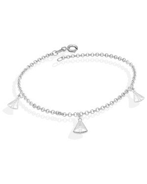 Pulseira AG Elo Portugues c/ 3 Nossa Sra. Aparecida - G3 - 7mm x 180mm - 1.88gr
