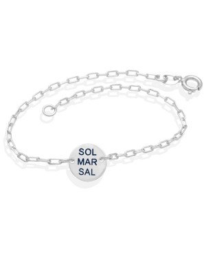 Pulseira AG Cartie c/ Sol Mar Sal (Frente) Onda (Verso) - G3 - 11mm x 180mm - 2.02gr
