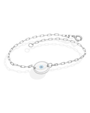 Pulseira AG Cartie Navete Olho Grego (Branco/Azul/Preto)  - G3 - 11mm x 180mm - 2.00gr