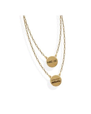 Escapulario c/ Medalhas "Ame-se" "Somos Apenas Instantes" - CE - 15mm x 600mm - 3.87gr