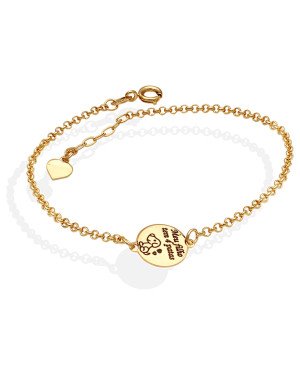 Pulseira Cachorro "Meu Filho Tem 4 Patas" 1 Coracao Liso  - CE - 12mm x 200mm - 2.50gr
