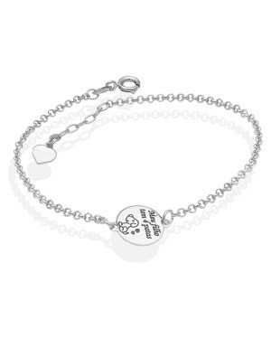 Pulseira AG Cachorro "Meu Filho Tem 4 Patas" 1 Coracao Liso  - G3 - 12mm x 200mm - 2.50gr