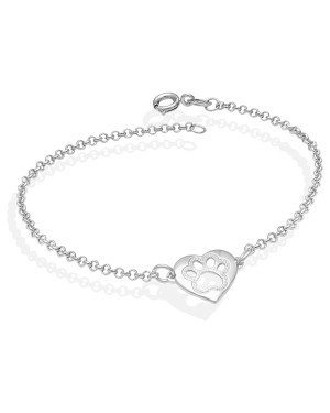 Pulseira AG Coracao c/ Pata Reticulada Vazada  - G3 - 10mm x 180mm - 1.57gr