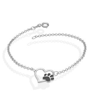 Pulseira AG c/ Coracao Vazado c/ Pata p/ Resina  - G3 - 14mm x 200mm - 2.09gr