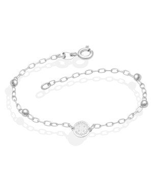 Pulseira AG 4 Bolas 4mm 1 Sao Bento 8mm - G5 - 8mm x 180mm - 2.15gr