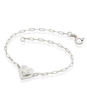 Pulseira AG Cartie c/ Coracao Trancado  - G3 - 10mm x 180mm - 1.88gr