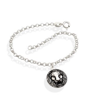 Pulseira AG Elo Portugues c/ Leao De Juda  - G3 - 15mm x 180mm - 3.40gr