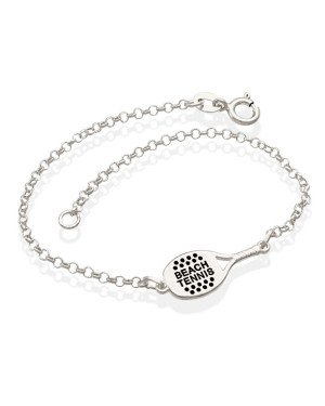 Pulseira AG Elo Portugues Raquete Beach Tenis (Resina 2 Lados) - G3 - 8mm x 180mm - 2.06gr