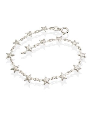 Pulseira AG c/ 14 Estrelas c/ Carinha  - G3 - 7mm x 180mm - 2.53gr