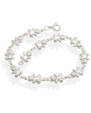 Pulseira AG c/ 12 Ursos Estampados  - G3 - 7mm x 180mm - 3.45gr