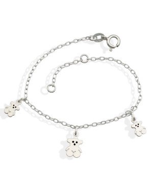 Pulseira AG Cadeado Elo Longo p/ 3 Ursos (Resina) - G3 - 7mm x 180mm - 1.76gr