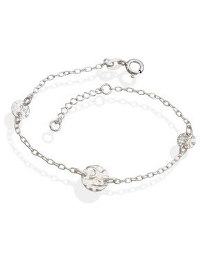 Pulseira AG c/ 3 Redondos Martelados  - G3 - 9mm x 200mm - 1.64gr