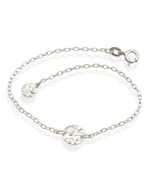 Pulseira AG c/ 2 Redondos Martelados  - G3 - 9mm x 180mm - 1.51gr