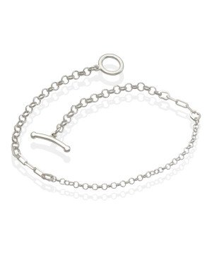 Pulseira AG Elo Portugues e Cartie p/ Fecho Trava  - G3 - 14mm x 180mm - 1.94gr