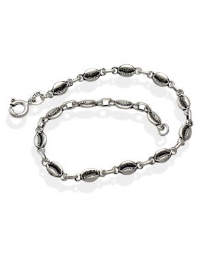 Pulseira AG (Envelhecida) p/ 16 Buzios 5.5mm  - G3 - 4mm x 180mm - 4.02gr