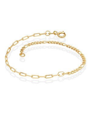 Pulseira Metade Cartie Metade Corrente 5X1 - CE - 3mm x 180mm - 1.60gr