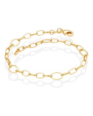 Pulseira Elo Oval Cadeado e Oval Meia Cana  - CE - 6mm x 180mm - 2.51gr