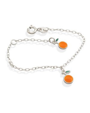 Pulseira AG c/ 2 Laranjas p/ Resina  - G5 - 13mm x 140mm - 1.42gr