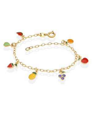 Pulseira c/ 8 Frutas Diversas - CS - 13mm x 140mm - 2.80gr