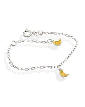 Pulseira AG c/ 2 Bananas p/ Resina - G5 - 12mm x 140mm - 1.43gr