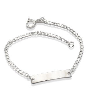 Pulseira AG Chapa Lisa Infantil Corrente Grume 2cm alongador - G5 - 5mm x 160mm - 2.38gr