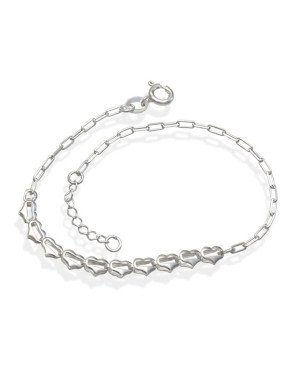 Pulseira AG Metade Cartie c/ Metade Coracoes Montados  - G3 - 4mm x 200mm - 2.00gr