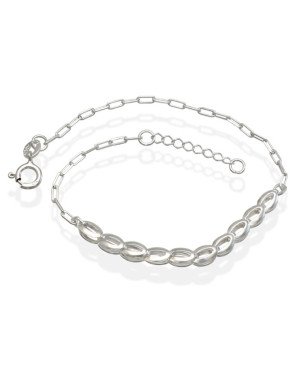 Pulseira AG Metade Cartie c/ Metade Sementes Montadas - G3 - 4mm x 200mm - 2.17gr
