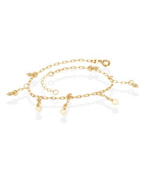Pulseira Cartie e Cadeado p/ 7 Coracoes Diamantados - CE - 4mm x 200mm - 2.20gr