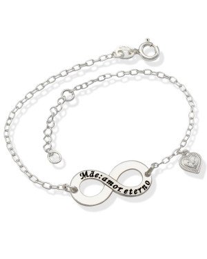 Pulseira AG Cadeado p/ Infinito "Mae: Amor Eterno" (Resina) - G3 - 11mm x 200mm - 2.41gr
