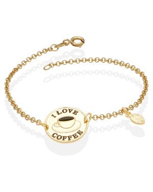 Pulseira Medalha "Love Coffee" p/ Resina  - CE - 15mm x 200mm - 3.00gr
