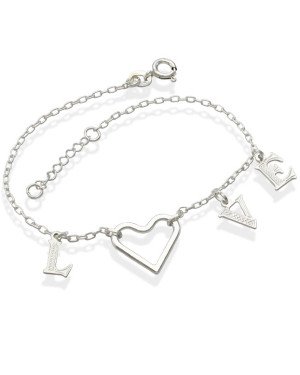 Pulseira AG Love c/ Coracao Fio Vazado  - G3 - 14mm x 200mm - 2.51gr