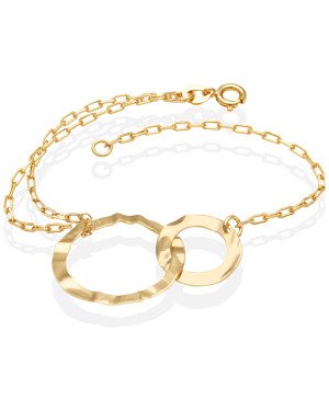 Pulseira Cartie/Cadeado c/ 2 Redondos Textura Organica - CE - 20mm x 200mm - 1.71gr