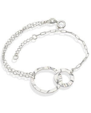 Pulseira AG Cartie/Cadeado c/ 2 Redondos Textura Organica - G3 - 20mm x 200mm - 2.32gr