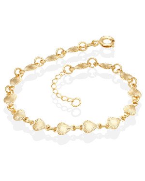 Pulseira c/ 15 Coracoes Diamantados Macicos - CS - 5mm x 180mm - 3.03gr