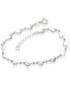 Pulseira AG c/ 14 Coracoes Lisos Macicos - G3 - 5mm x 180mm - 3.29gr