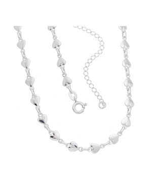Choker AG c/ 27 Coracoes Lisos Macicos - G3 - 5mm x 450mm - 6.50gr