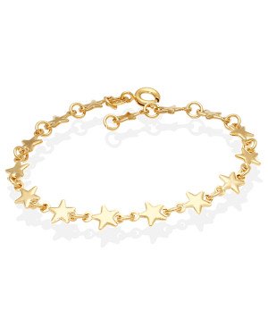 Pulseira c/ 15 Estrelas Lisas Macicas - CS - 6mm x 180mm - 3.00gr