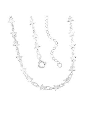 Choker AG c/ 27 Estrelas Lisas Macicas  - G3 - 6mm x 450mm - 6.34gr