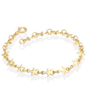 Pulseira c/ 15 Estrelas Diamantadas Macicas  - CS - 6mm x 180mm - 2.60gr