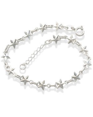 Pulseira AG c/ 14 Estrelas Diamantadas Macicas  - G3 - 6mm x 180mm - 2.82gr