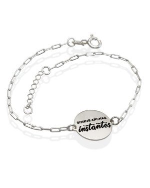 Pulseira AG Cartie c/ Medalha "Somos Apenas Instantes"  - G3 - 15mm x 200mm - 2.73gr