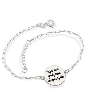 Pulseira AG Cartie c/ Medalha "Seja Sua Propria Inspiracao" - G3 - 15mm x 200mm - 2.77gr