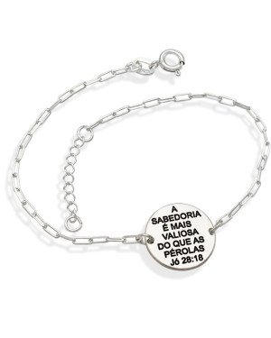 Pulseira AG "A Sabedoria e Mais Valiosa Do Que As Perolas" Jo 28:18  - G3 - 15mm x 200mm - 2.75gr