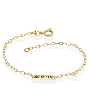 Pulseira p/ Placa "Seja Luz" c/ Zirconia - CE - 4mm x 200mm - 1.56gr
