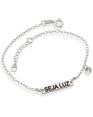 Pulseira AG p/ Placa "Seja Luz" c/ Zirconia - G3 - 4mm x 200mm - 1.83gr