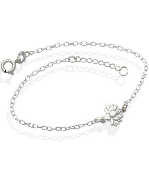 Pulseira AG Cadeado c/ Flor de Lotus  - G3 - 8mm x 200mm - 1.58gr