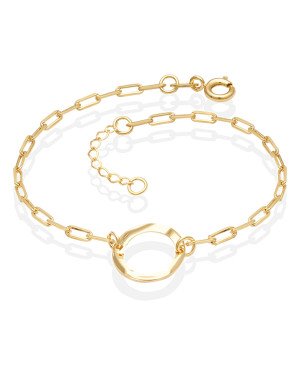 Pulseira c/ Redondo Vazado Textura Organica  - CE - 13mm x 200mm - 1.73gr